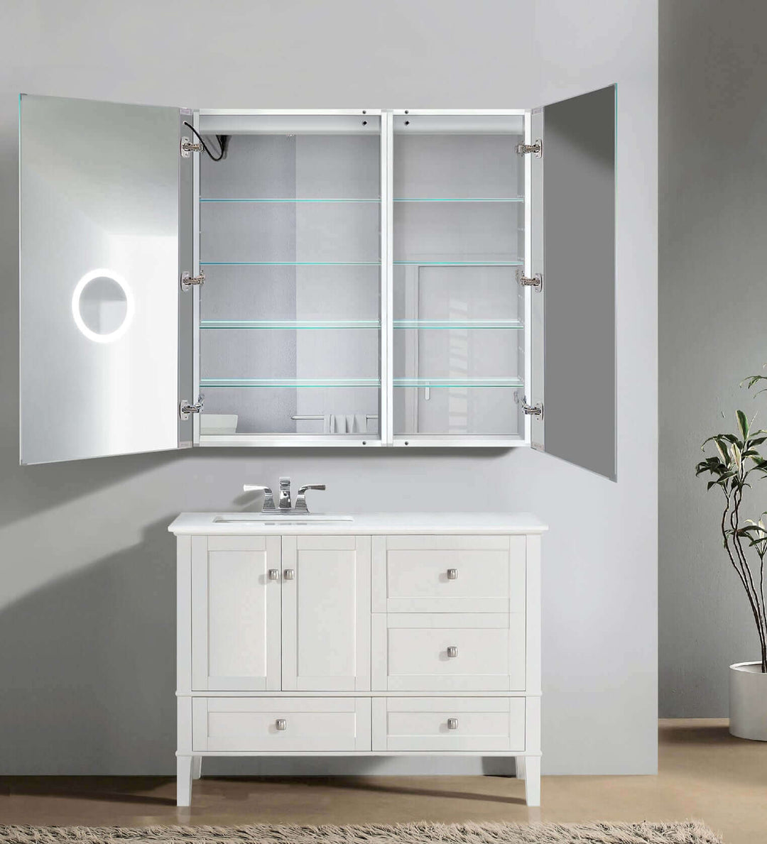 Krugg Svange 42 x 42 LED Medicine Cabinet - Defogger, Dimmer