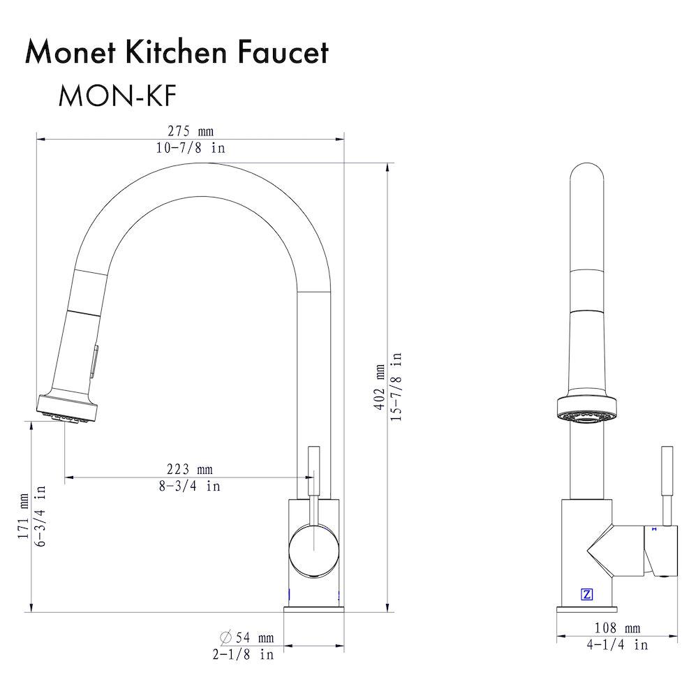 ZLINE Monet Pull Down Single Handle Kitchen Faucet in Brushed Nickel (MON-KF-BN)