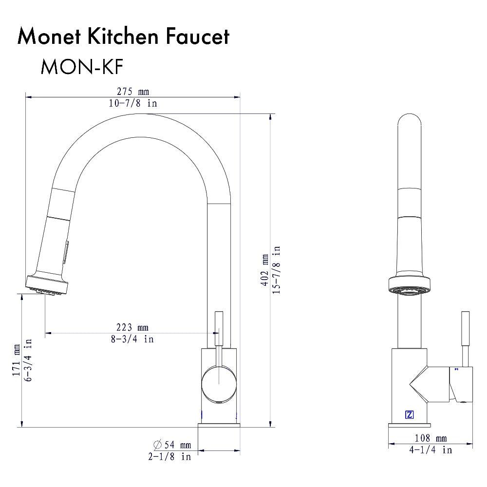 ZLINE Autograph Edition Monet Pull Down Single Handle Kitchen Faucet in Matte Black (MON-KF-MB)