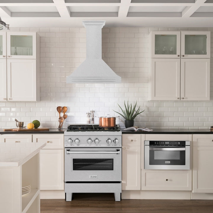 ZLINE 30 in. Convertible Satin Stainless Steel Wall Mount Range Hood with Stainless Steel Handle (KB4SNX-30)