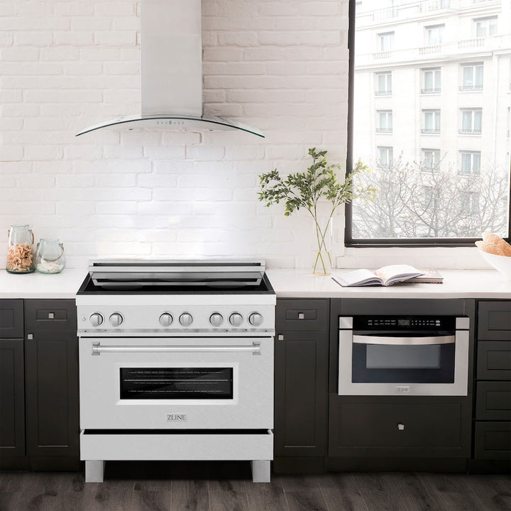 ZLINE 36 in. 4.6 cu. ft. Legacy Induction Range with 5 Element Cooktop and Electric Oven in Satin Stainless Steel, Open Box-Excellent Condition