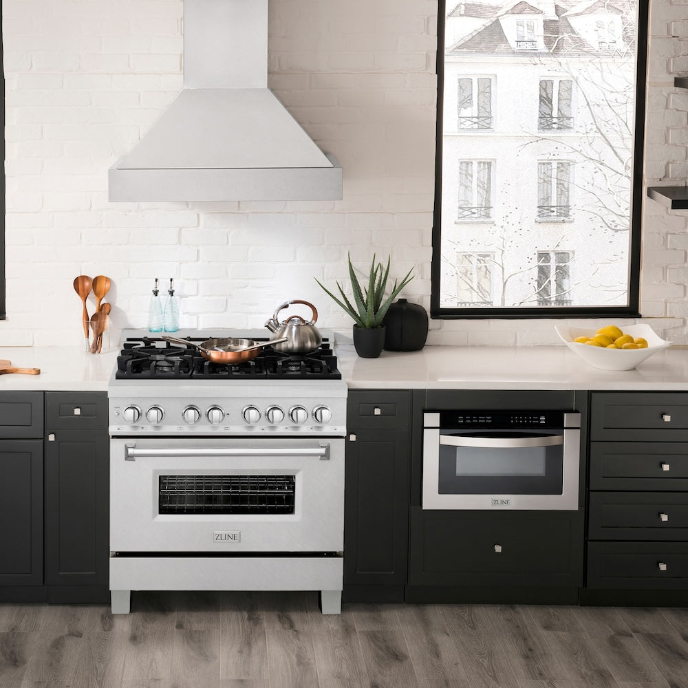 ZLINE 36 in. 4.6 cu. ft. Legacy Dual Fuel Range with 6 Burner Gas Cooktop and Electric Convection Oven in Satin Stainless Steel (RAS-SN-36)