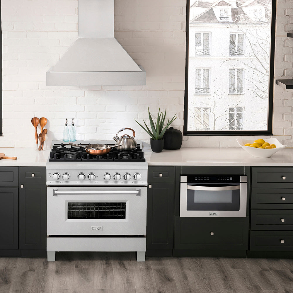 ZLINE 36 in. 4.6 cu. ft. Legacy Dual Fuel Range with 6 Burner Gas Cooktop and Electric Convection Oven in Satin Stainless Steel, Open Box-Excellent Condition