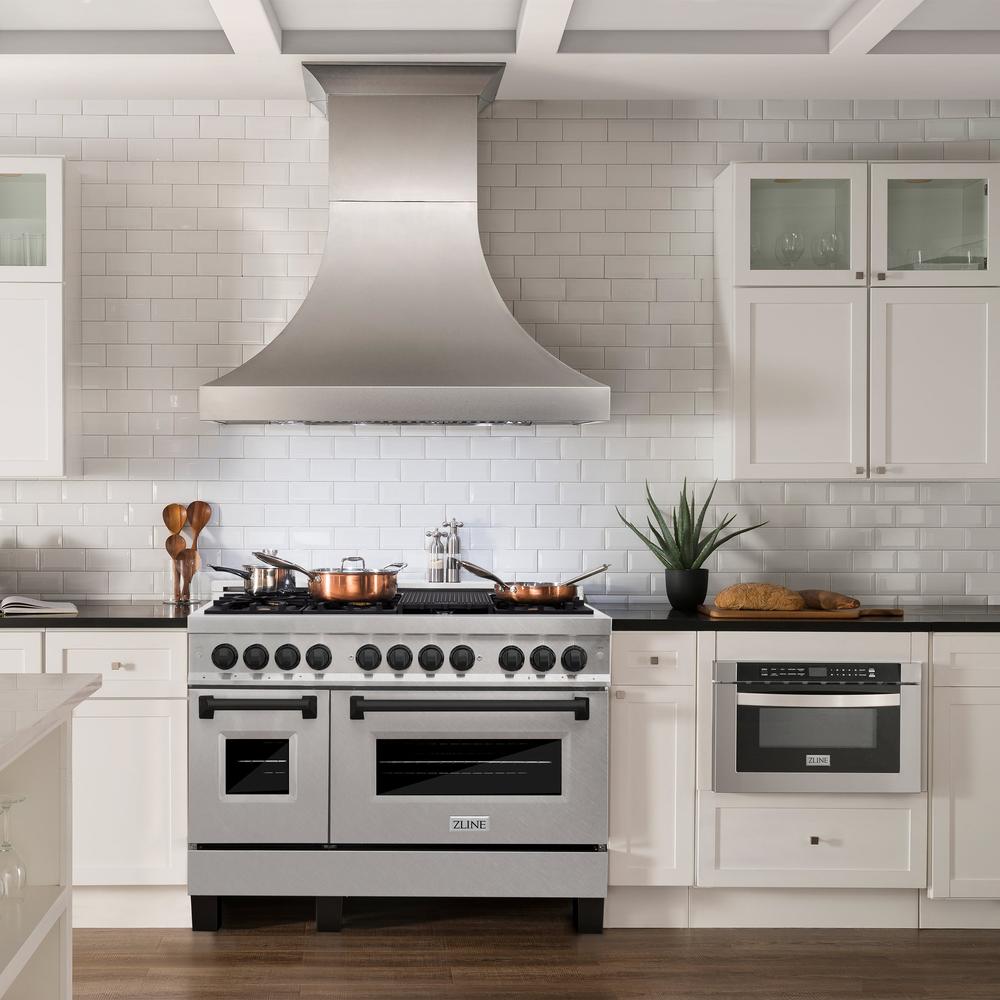 ZLINE Autograph Edition 48 in. 6.0 cu. ft. Legacy Dual Fuel Range with 7 Burner Gas Cooktop and 2 Electric Ovens in Satin Stainless Steel and Matte Black Accents (RASZ-SN-48-MB)