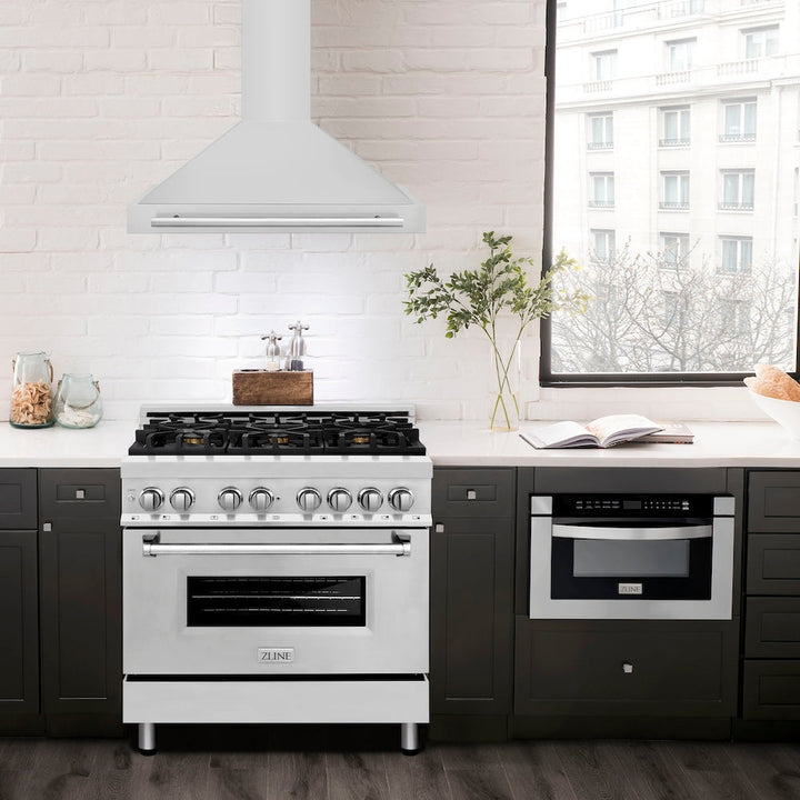ZLINE 36 in. Convertible Stainless Steel Range Hood with Stainless Steel Handle (KB4STX-36)