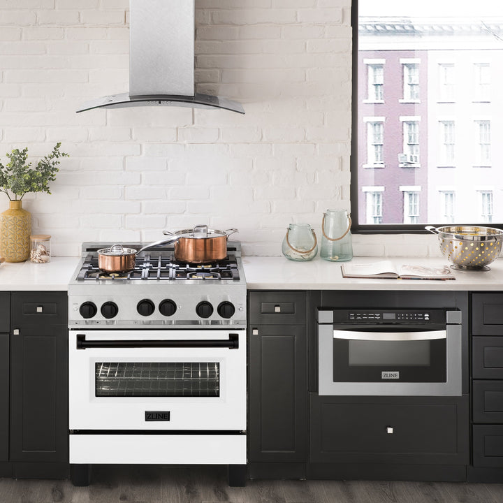 ZLINE 30" Range Gas Stove Oven DuraSnow® Stainless Steel Matte Black