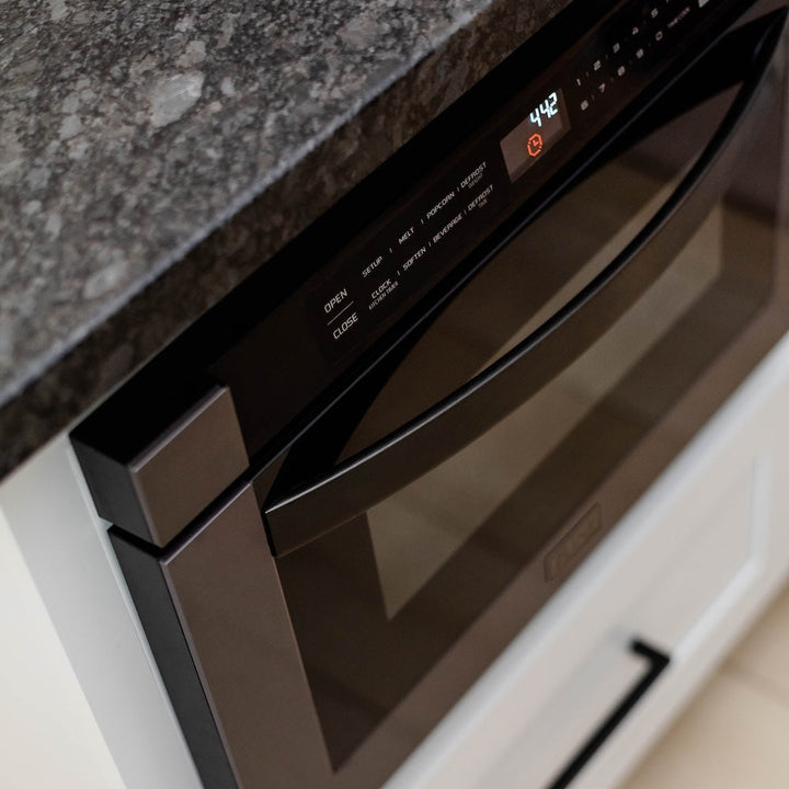 ZLINE 24 in. 1.2 cu. ft. Built-in Microwave Drawer in Black Stainless Steel, Open Box-Excellent Condition (OB1-MWD-1-BS)