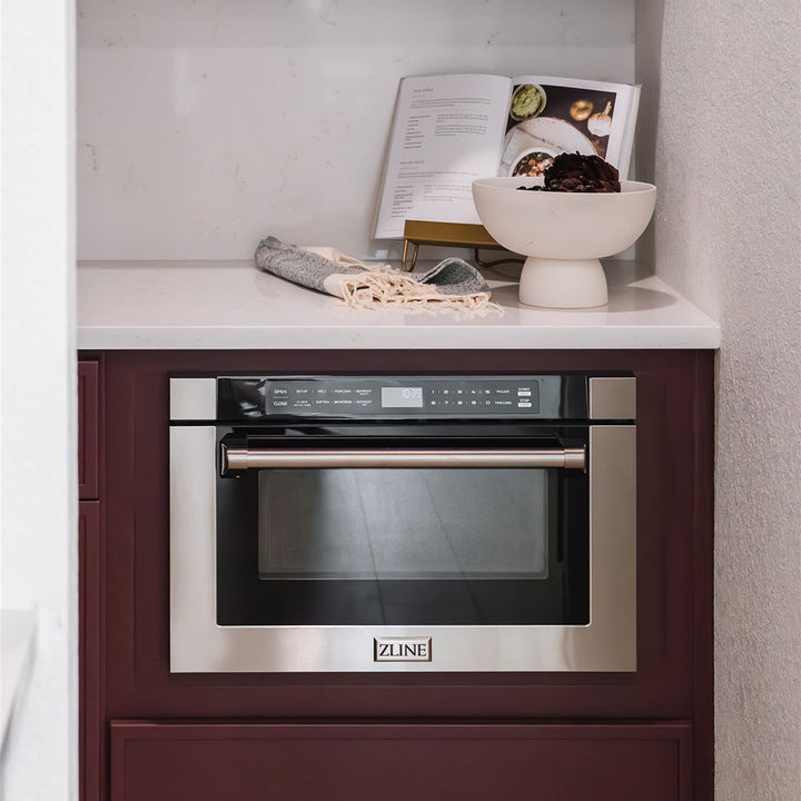 ZLINE 24 in. 1.2 cu. ft. Built-in Microwave Drawer with a Traditional Handle in Stainless Steel, Open Box-Excellent Condition