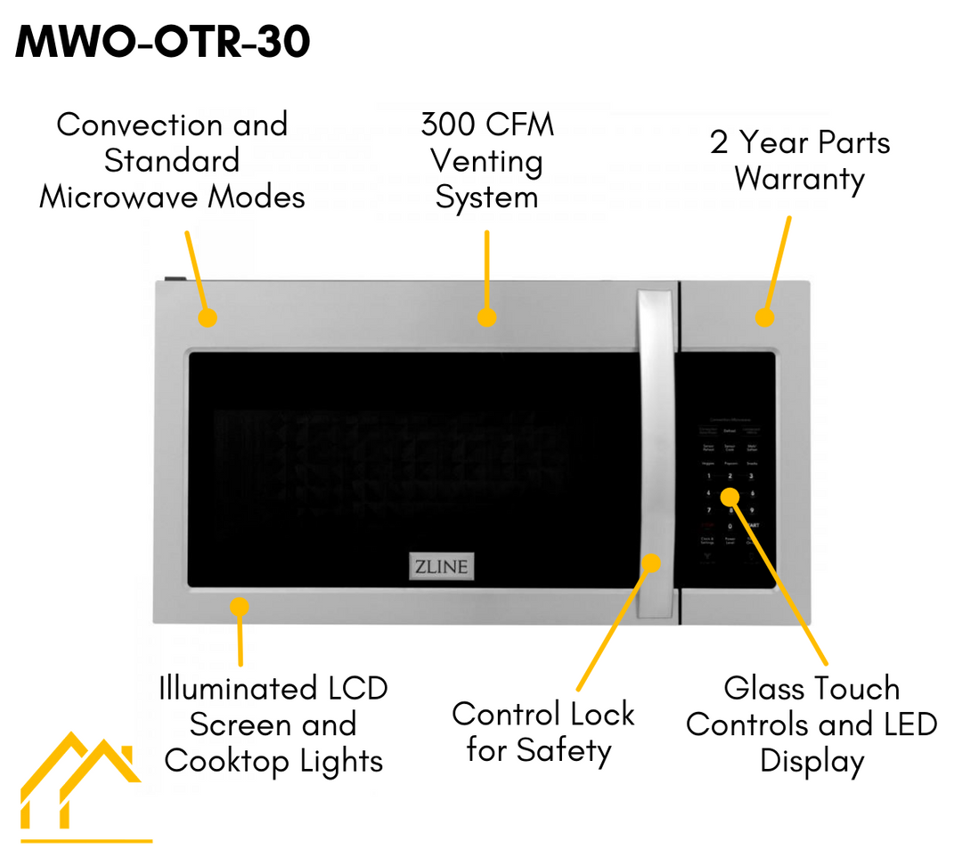 ZLINE Over the Range Convection Microwave Oven in Stainless Steel with Modern Handle and Sensor Cooking, MWO-OTR-30