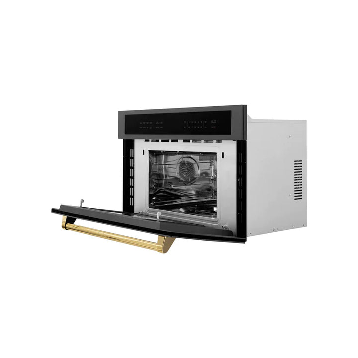 ZLINE 30” Built-in Convection Microwave Oven in Black Stainless Steel &amp; Gold Accents 1.6 cu ft.