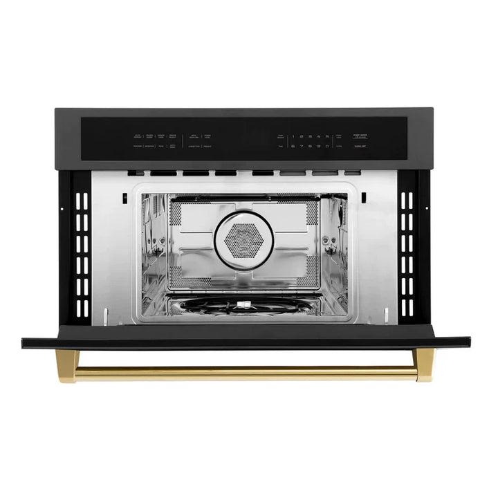 ZLINE 30” Built-in Convection Microwave Oven in Black Stainless Steel &amp; Gold Accents 1.6 cu ft.