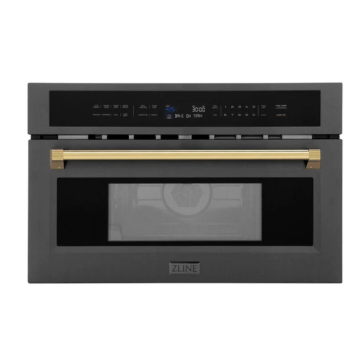 ZLINE 30” Built-in Convection Microwave Oven in Black Stainless Steel &amp; Gold Accents 1.6 cu ft.
