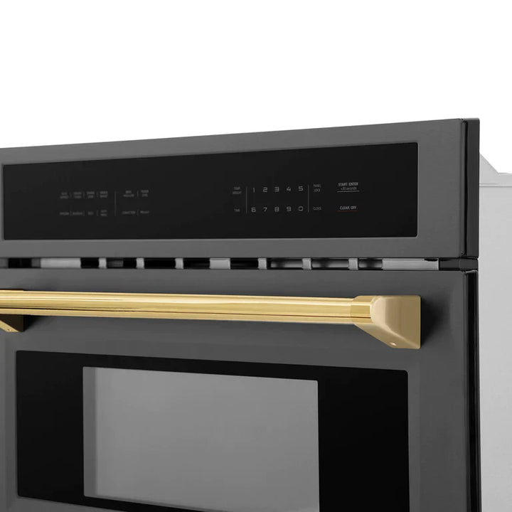 ZLINE 30” Built-in Convection Microwave Oven in Black Stainless Steel &amp; Gold Accents 1.6 cu ft.