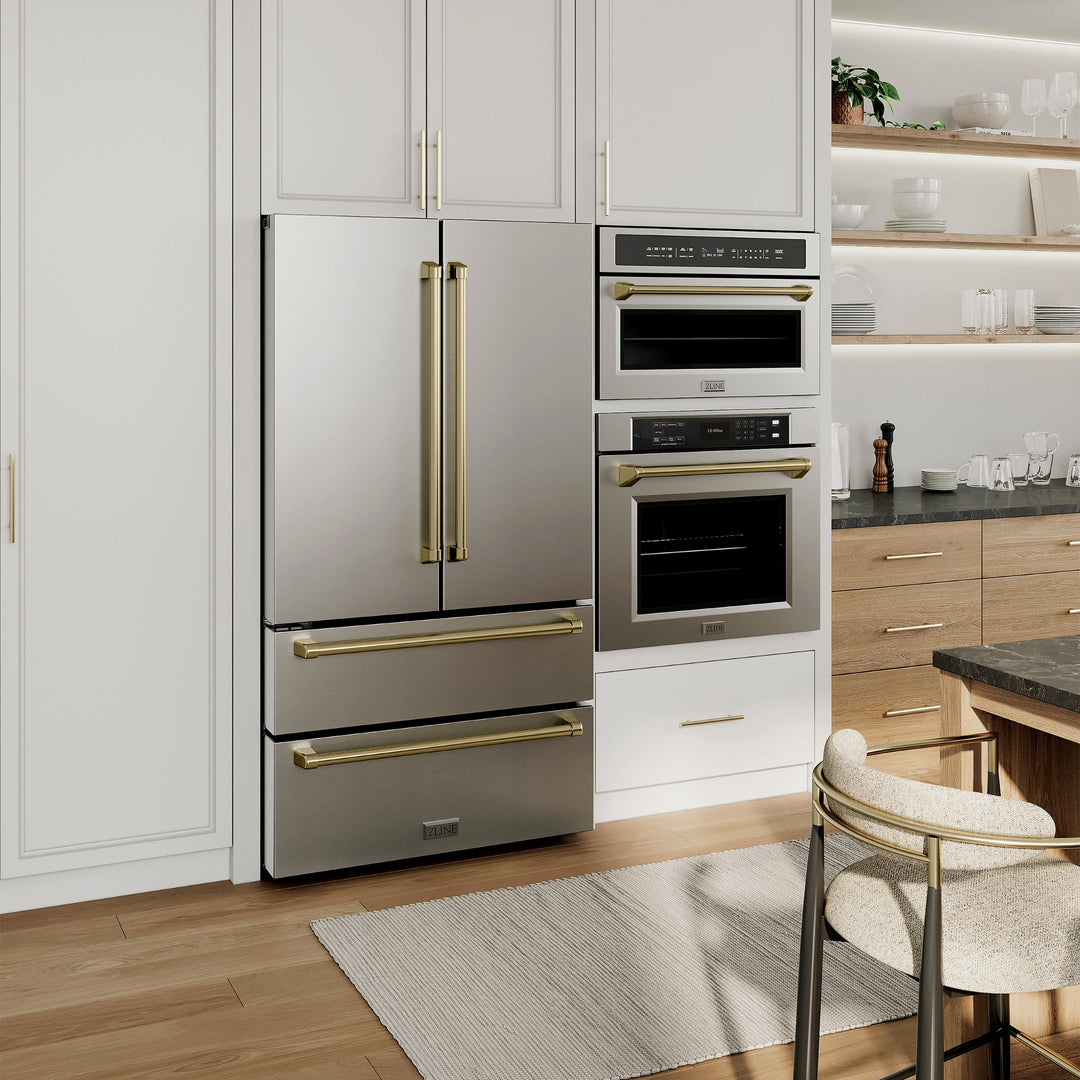 ZLINE 30" Autograph Edition Built-in Convection Microwave Oven in Stainless Steel and Champagne Bronze Accents