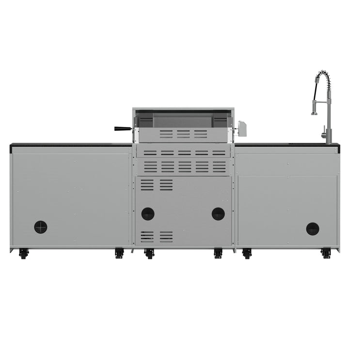 FORNO Bulnes 30-Inch BBQ, 60,000 BTU, 3 Burners with Sear &amp; Rotisserie Infrared Burners, Stainless Steel Outdoor Kitchen with 1.8 cu.ft. Beverage Center &amp; Black Granite Countertops