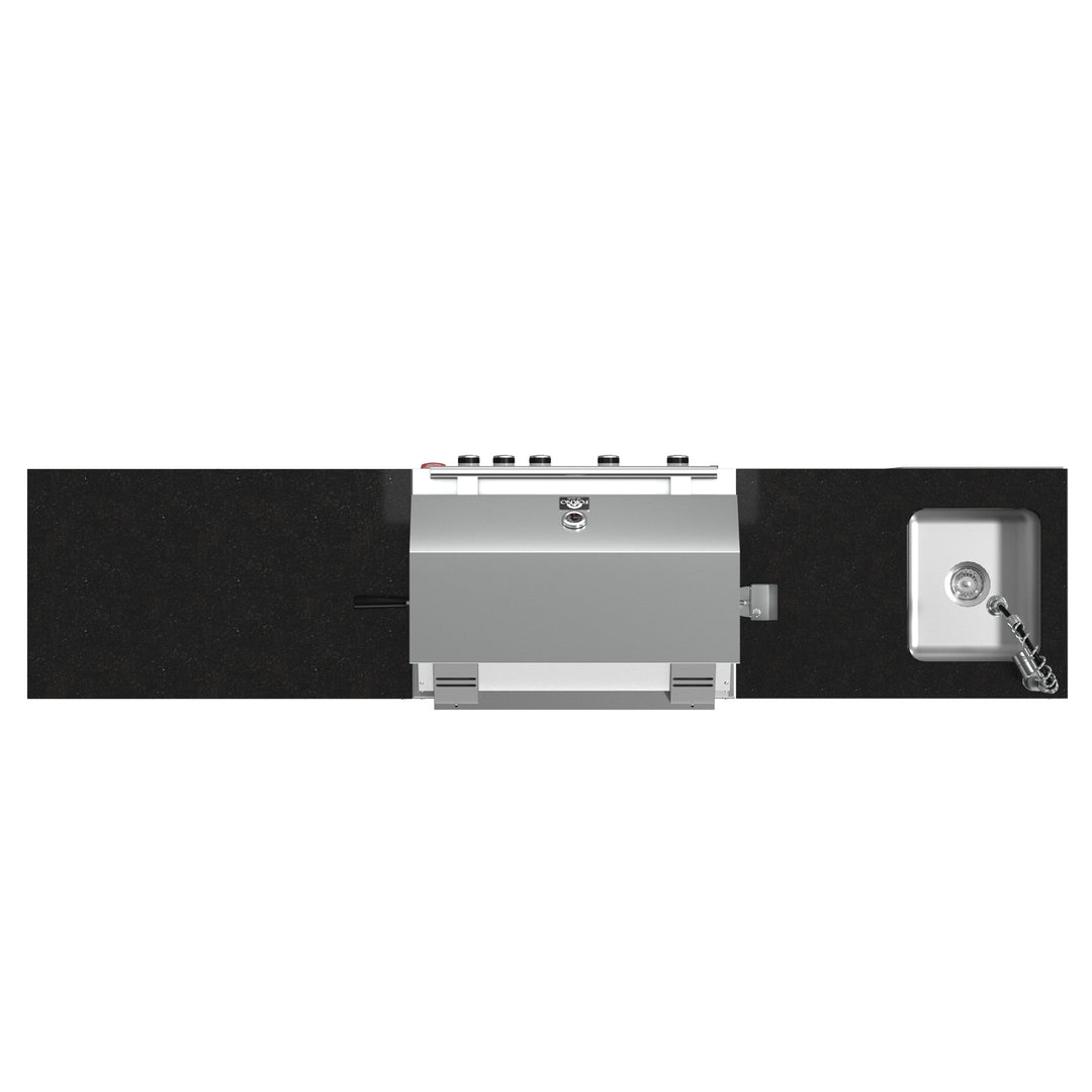 FORNO Bulnes 30-Inch BBQ, 60,000 BTU, 3 Burners with Sear &amp; Rotisserie Infrared Burners, Stainless Steel Outdoor Kitchen with 1.8 cu.ft. Beverage Center &amp; Black Granite Countertops