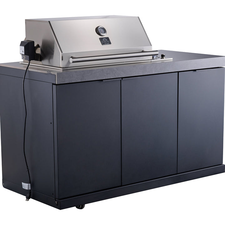 Forno Rimini Outdoor Kitchen 30" BBQ 62,600 BTU, 3 Burners with Sear &amp; Rotisserie, 2.4 cu.ft. Beverage Center, Stainless Steel Sink, Black Cabinets &amp; Gray Sintered Stone Countertop