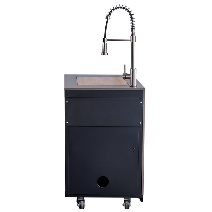 Forno Rimini Outdoor Kitchen 30" BBQ 62,600 BTU, 3 Burners with Sear &amp; Rotisserie, 2.4 cu.ft. Beverage Center, Stainless Steel Sink, Black Cabinets &amp; Gray Sintered Stone Countertop