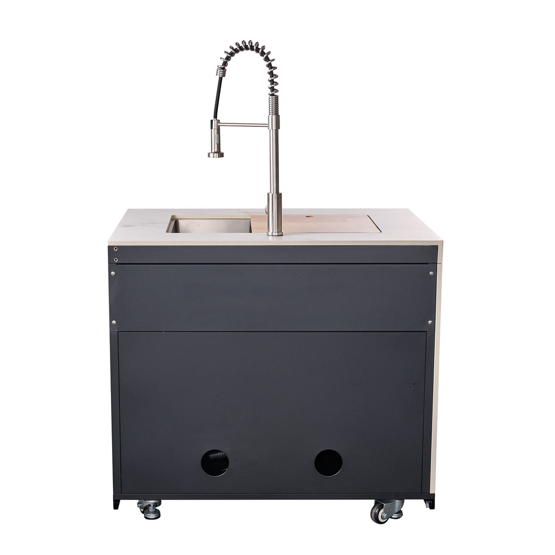 Forno Rimini Outdoor Kitchen: 30" BBQ 62,600 BTU, 4.8 cu.ft. Refrigerators, White Countertops