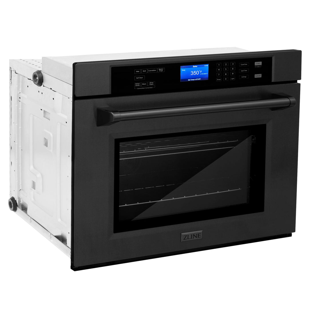 ZLINE Kitchen Appliance Package with 36 in. Black Stainless Steel Rangetop and 30 in. Single Wall Oven, 2KP-RTBAWS36