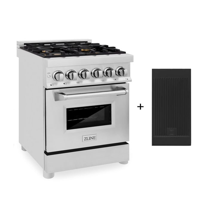 ZLINE 24 in. 2.8 cu. ft. Legacy Dual Fuel Range with 4 Burner Gas Cooktop and Electric Convection Oven (RA-BR-GR-24)