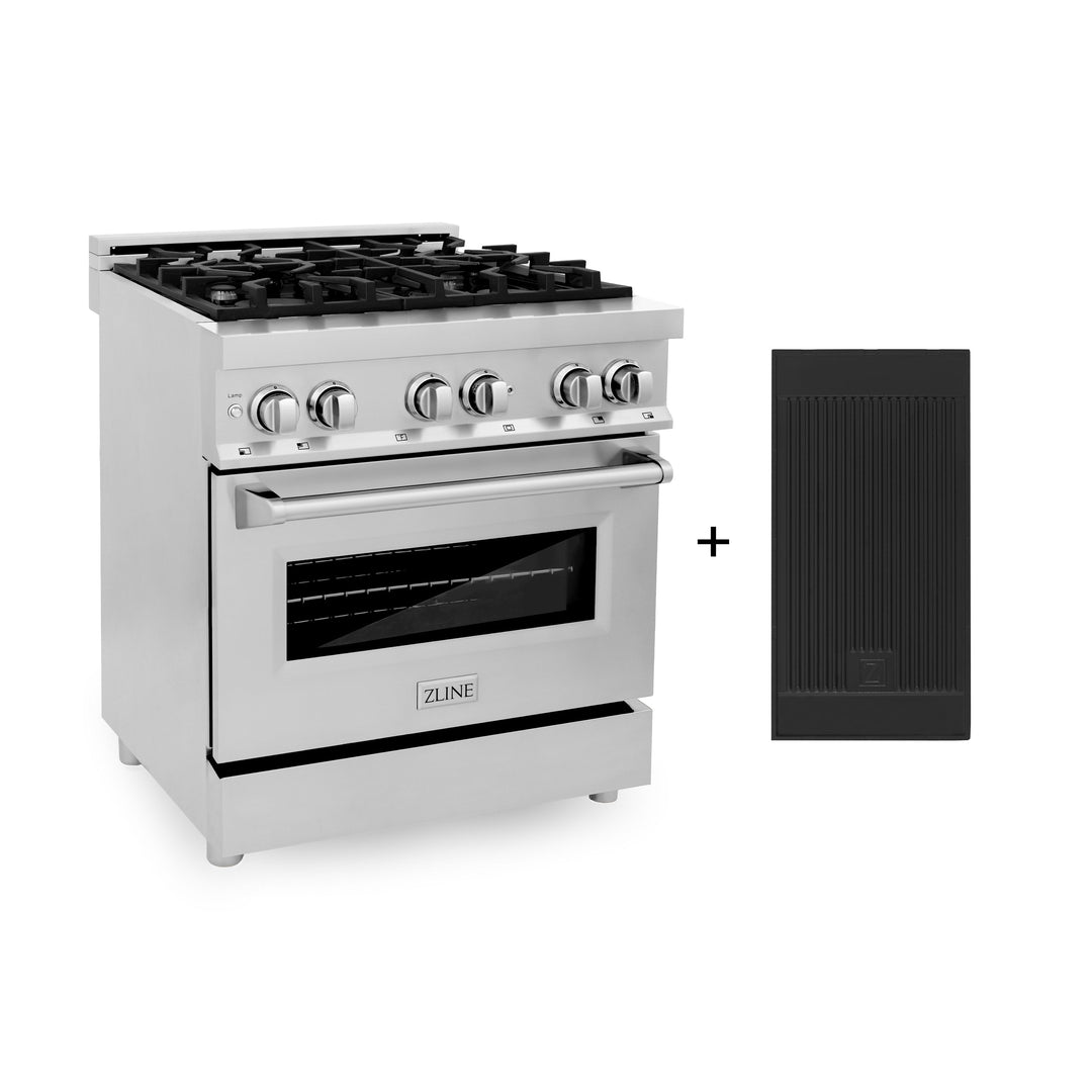 ZLINE 30" 4.0 cu. ft. Gas Burner, Electric Oven with Griddle in Stainless Steel, RA-GR-30