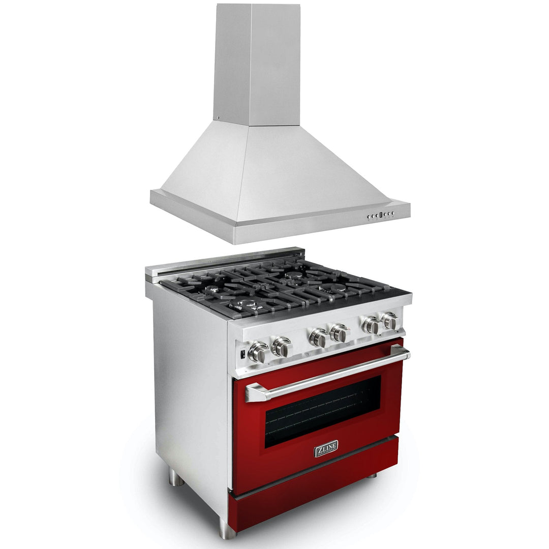 ZLINE 30" Kitchen Package Dual Fuel Range &amp; Convertible Vent Range Hood