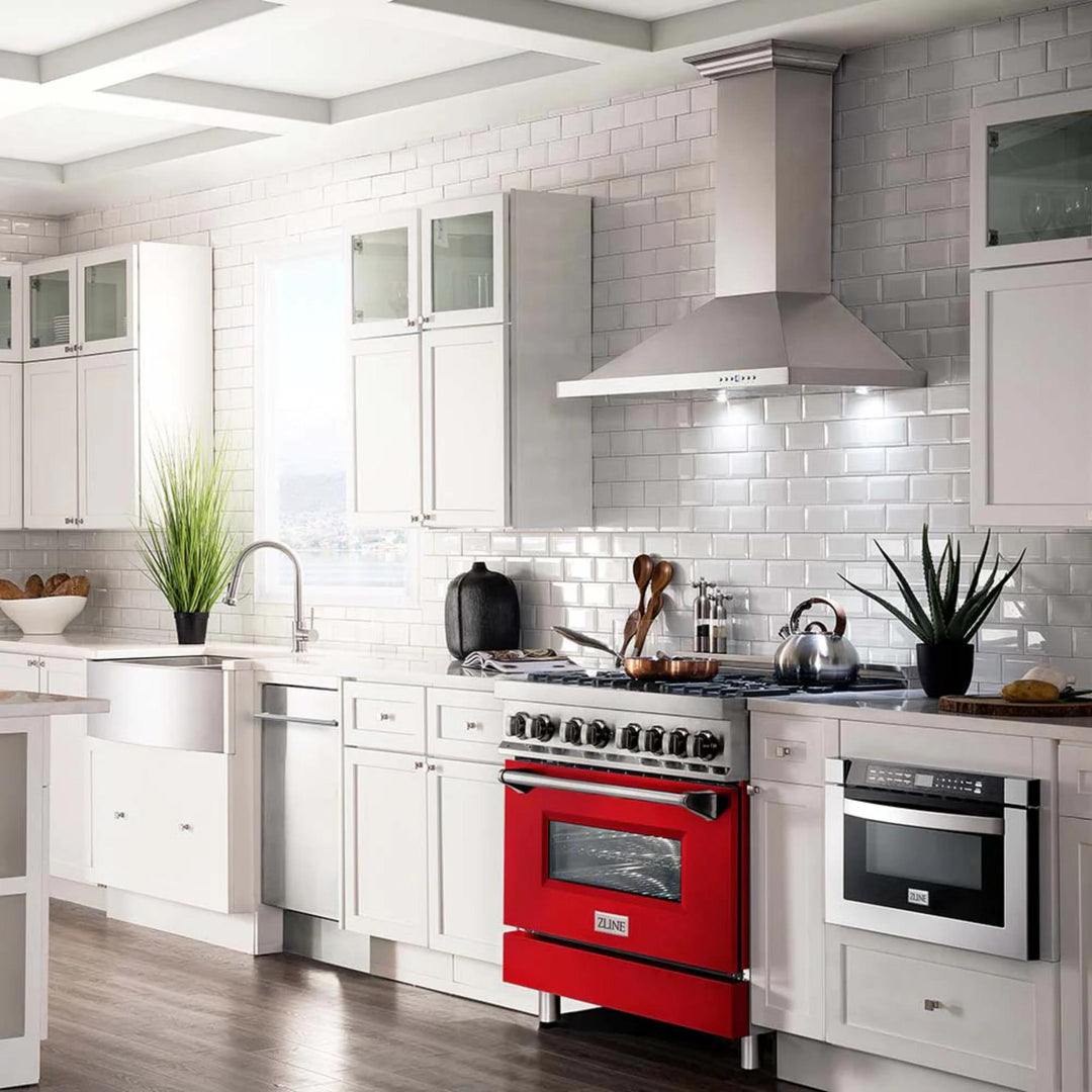 ZLINE Legacy Dual Fuel Range with Red Matte Door – 30", 36", and 48"