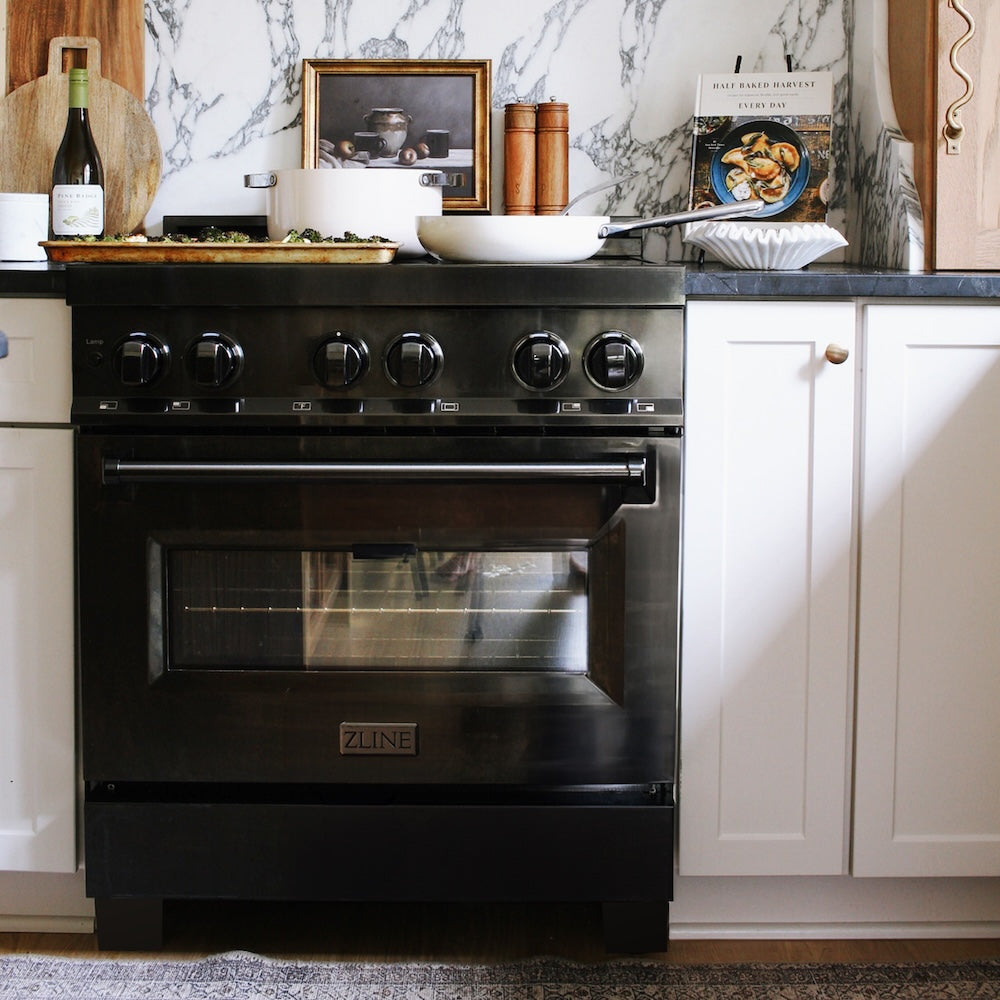 ZLINE 30 in. 4.0 cu. ft. Legacy Induction Range with 4 Element Cooktop and Electric Oven in Black Stainless Steel, Open Box-Excellent Condition