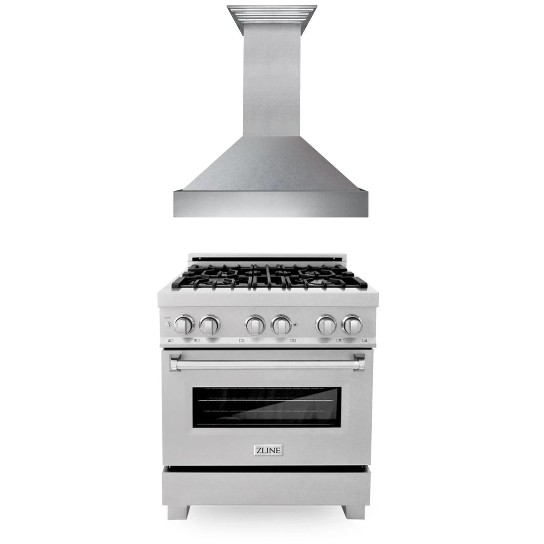 ZLINE 30" Kitchen Package  Dual Fuel Range &amp; Convertible Vent Range Hood