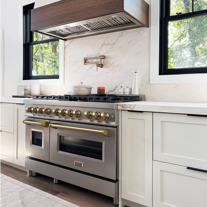 ZLINE Autograph Edition 24", 30", 36", &amp; 48" Legacy Dual Fuel Range with Champagne Bronze, Polished Gold nd Matte Black.