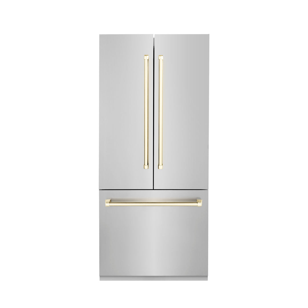 ZLINE Autograph Gold Package - 36" Rangetop, 36" Range Hood, Dishwasher, Built-In Refrigerator, Microwave Oven