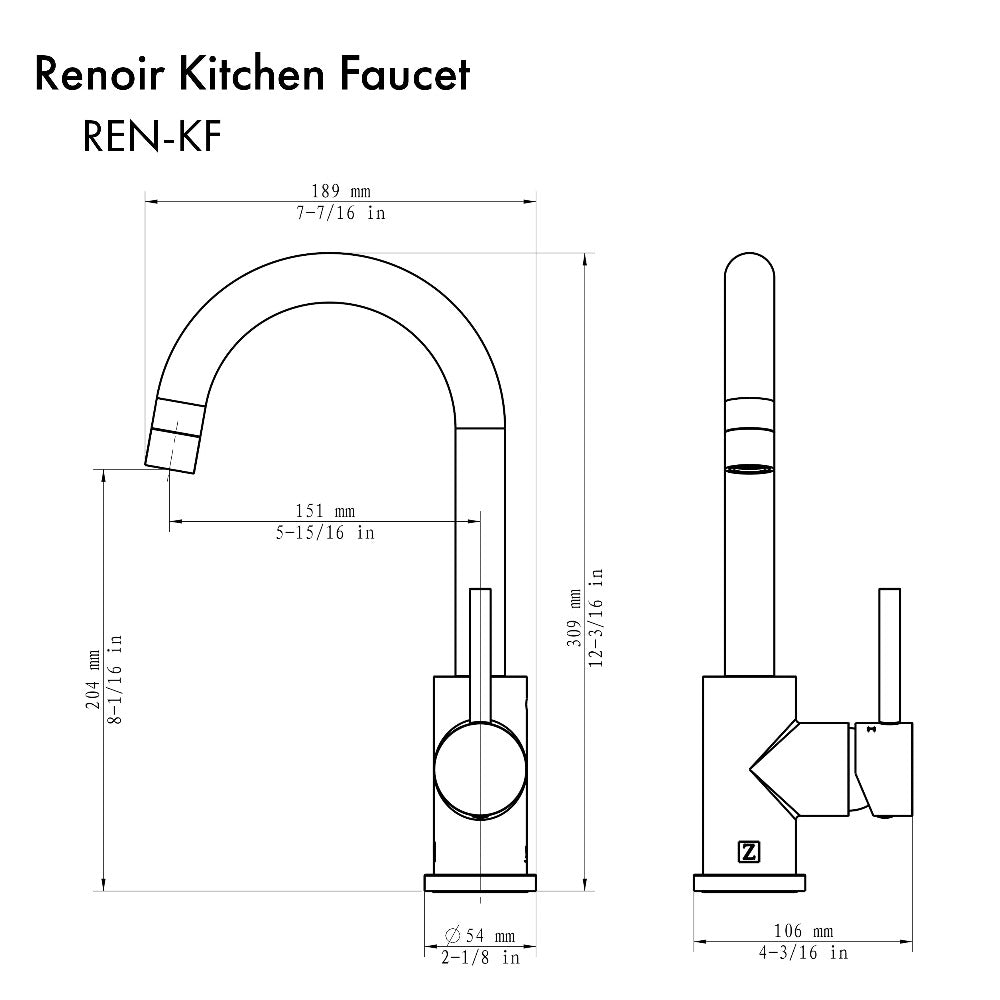 ZLINE Autograph Edition Renoir Single Handle Kitchen Faucet in Polished Gold (REN-KF-PG)