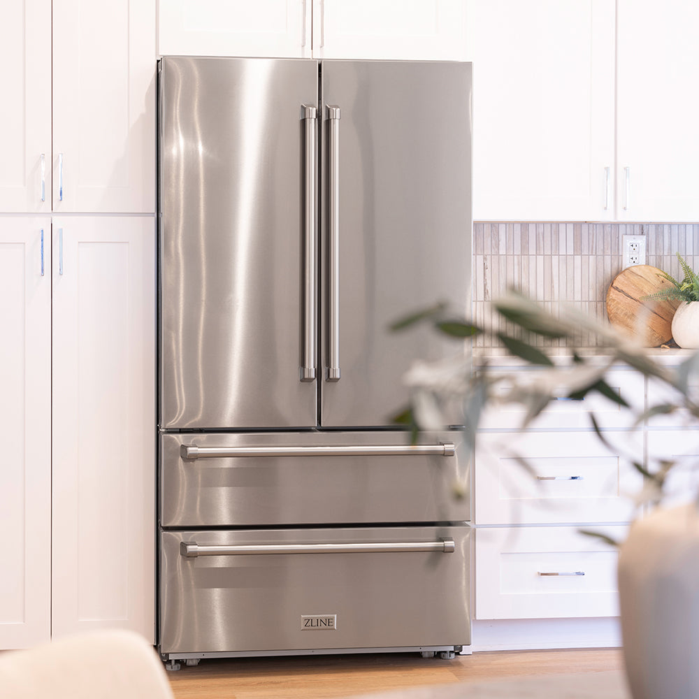 ZLINE 36 in. 22.5 cu. ft. Counter-Depth French Door Refrigerator with Ice Maker in Fingerprint-Resistant Stainless Steel, Open Box-Excellent Condition