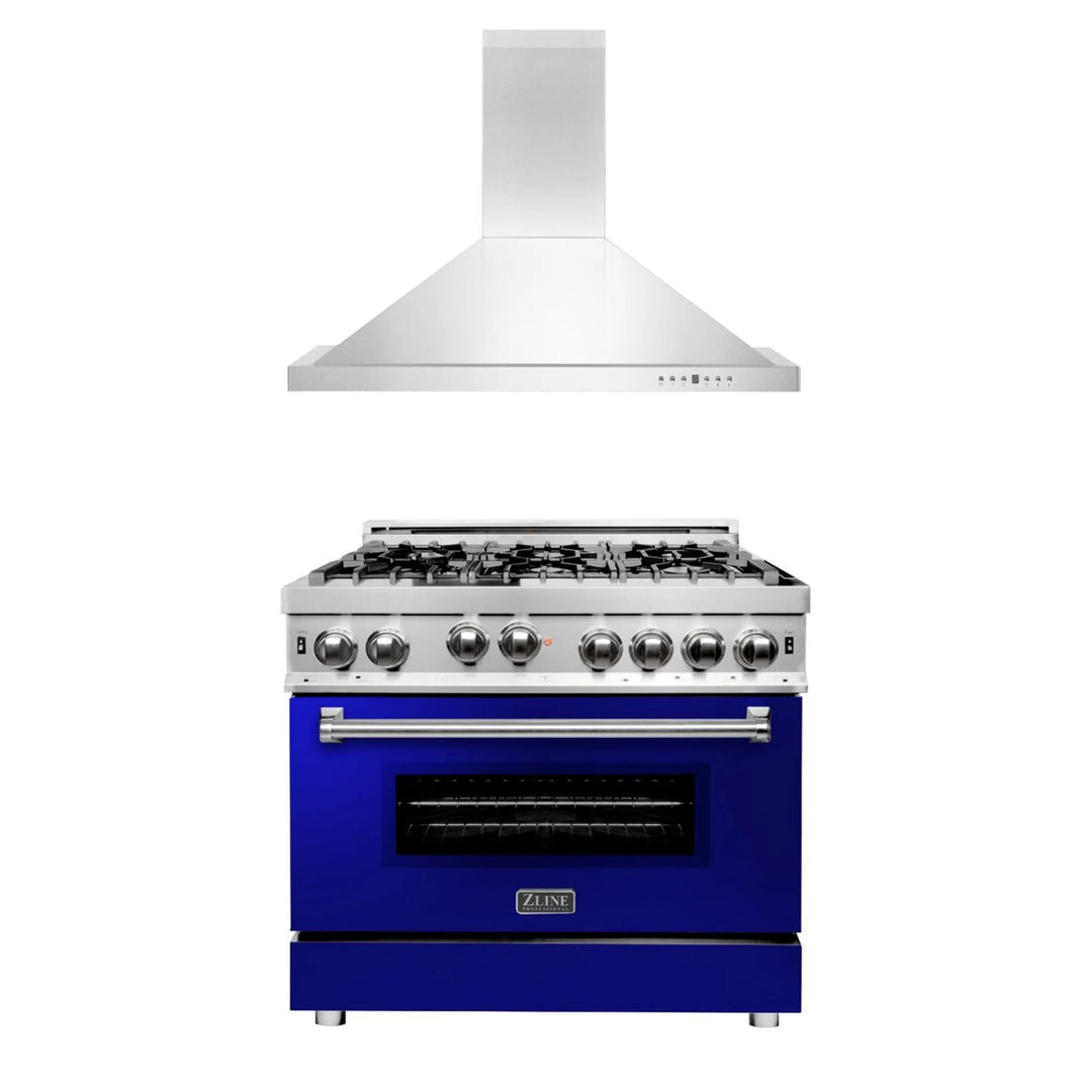 ZLINE 30" &amp; 36" Kitchen Package with Stainless Steel Gas Range and Convertible Vent Range Hood