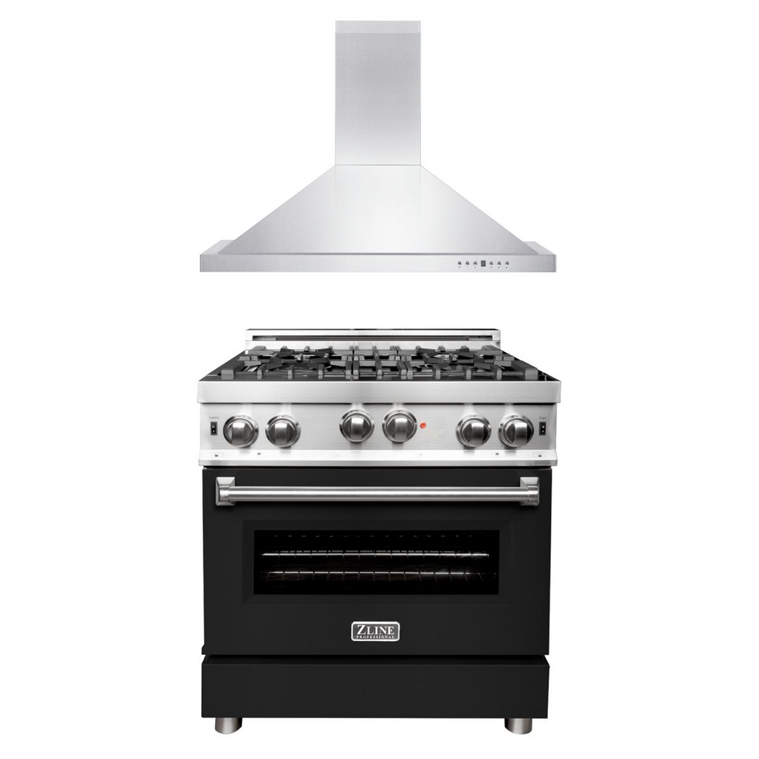 ZLINE 30" Kitchen Package Gas Range &amp; Convertible Vent Range Hood