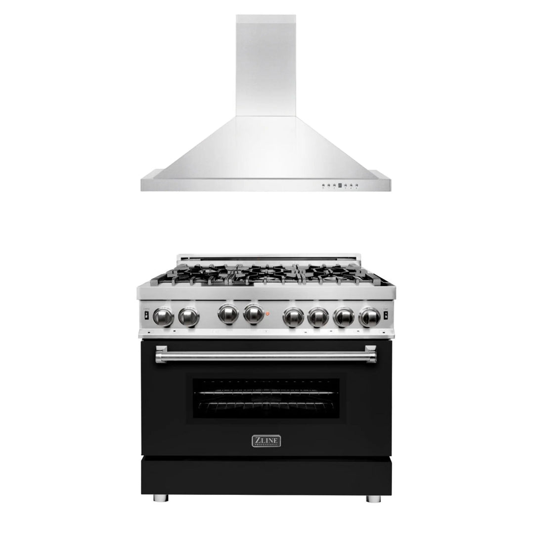 ZLINE 30" &amp; 36" Kitchen Package with Stainless Steel Gas Range and Convertible Vent Range Hood
