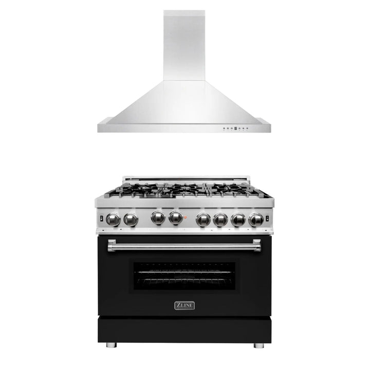 ZLINE 30" &amp; 36" Kitchen Package with Stainless Steel Gas Range and Convertible Vent Range Hood