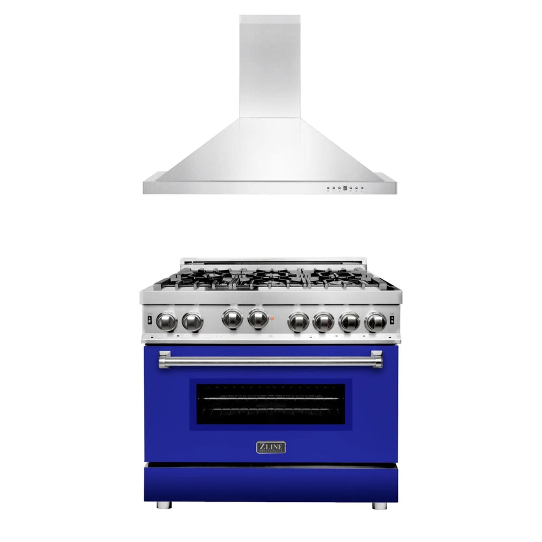 ZLINE 30" &amp; 36" Kitchen Package with Stainless Steel Gas Range and Convertible Vent Range Hood