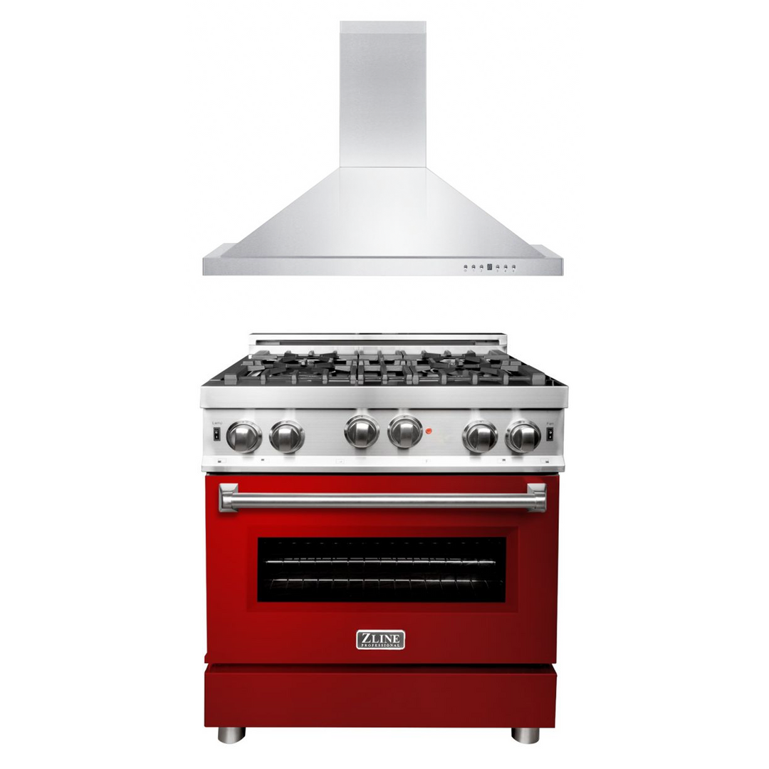 ZLINE 30" Kitchen Package Gas Range &amp; Convertible Vent Range Hood