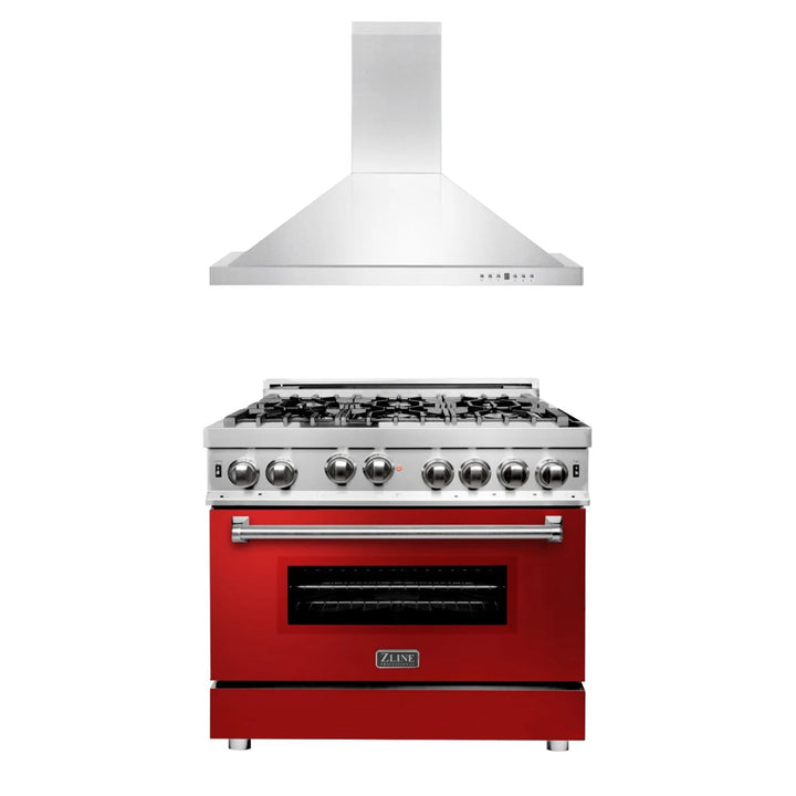 ZLINE 30" &amp; 36" Kitchen Package with Stainless Steel Gas Range and Convertible Vent Range Hood.