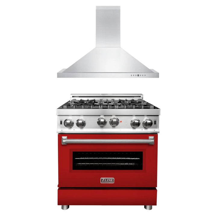 ZLINE 30" &amp; 36" Kitchen Package with Stainless Steel Gas Range and Convertible Vent Range Hood.