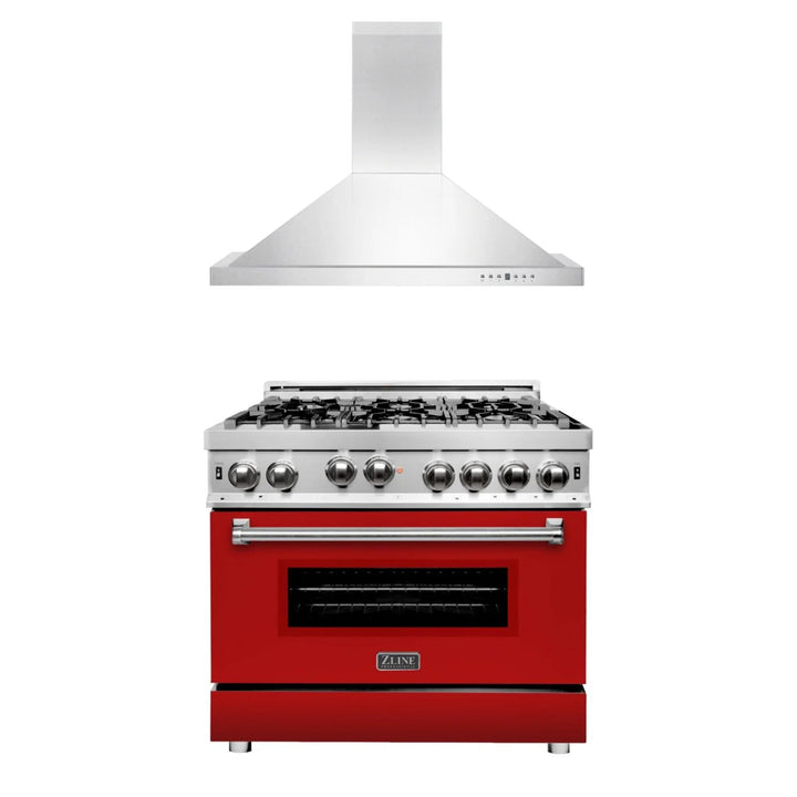 ZLINE 30" &amp; 36" Kitchen Package with Stainless Steel Gas Range and Convertible Vent Range Hood.