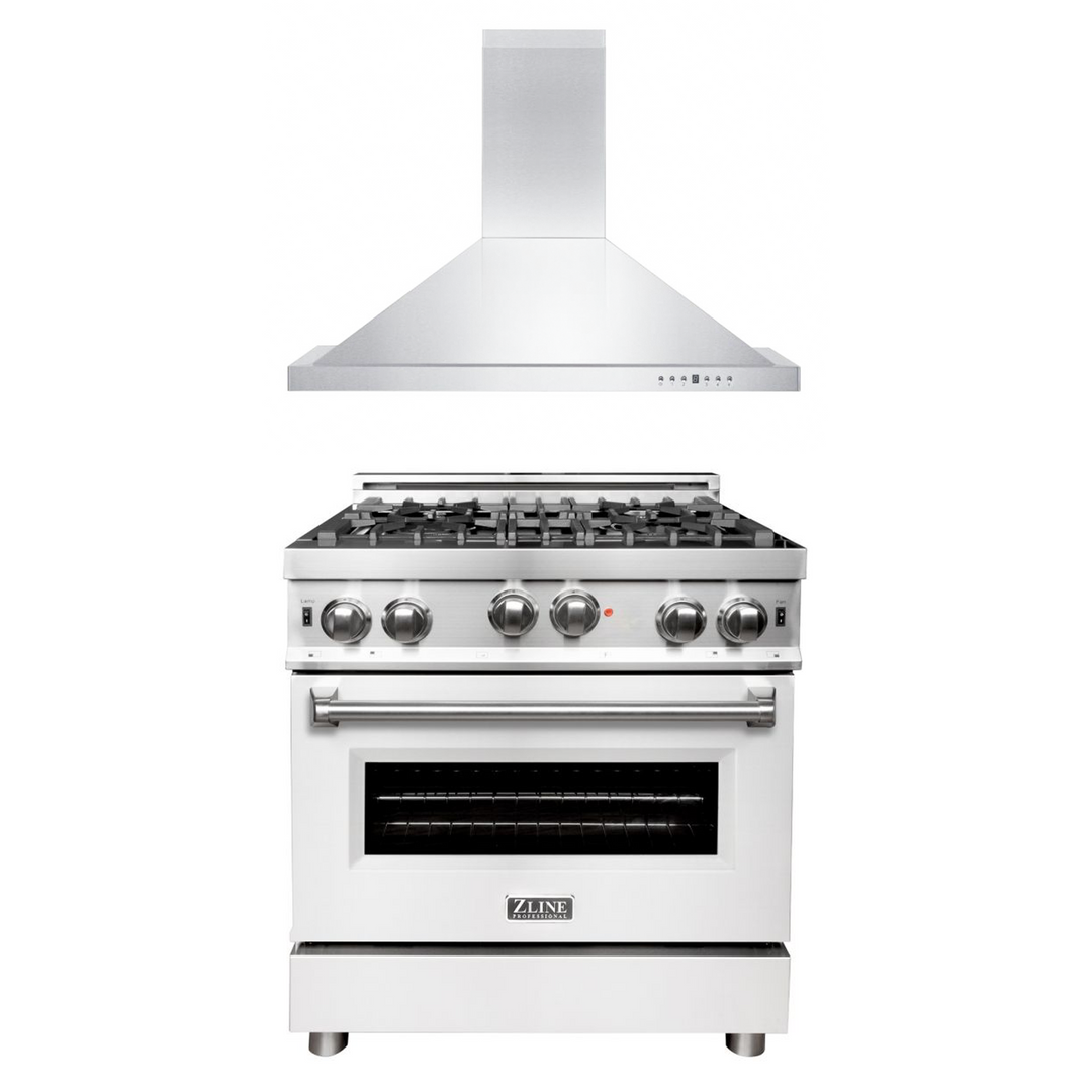 ZLINE 30" Kitchen Package Gas Range &amp; Convertible Vent Range Hood