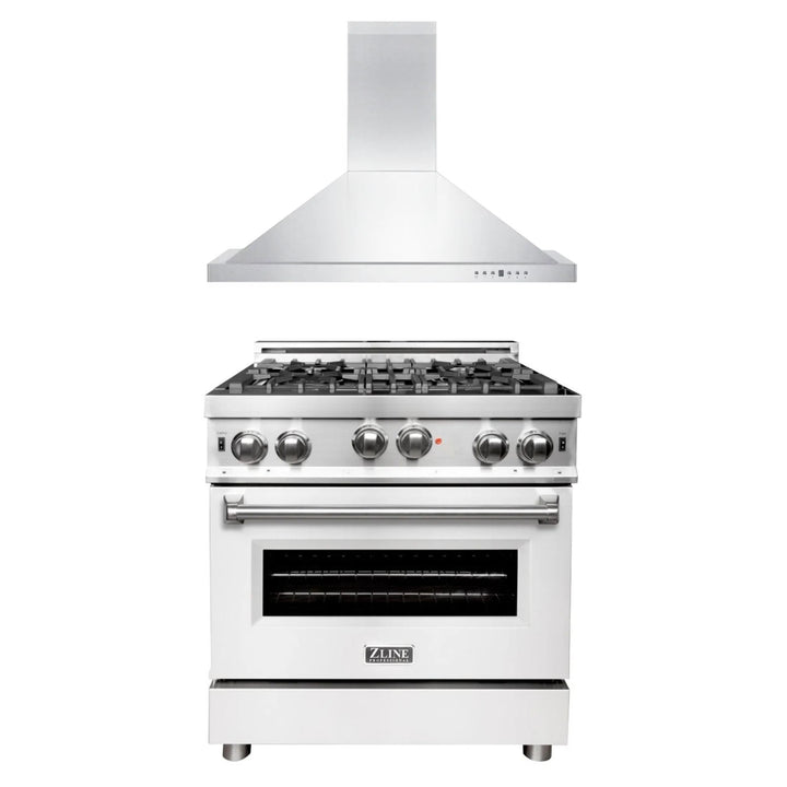 ZLINE 30" &amp; 36" Dual Fuel Range and Convertible Vent Wall Mount Range Hood Kitchen Package