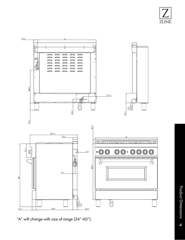 ZLINE 24" Stainless Steel 2.8 cu. ft. Range W/ Gas Stove &amp; Gas Oven