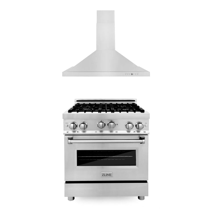 ZLINE 30" &amp; 36" Kitchen Package with Stainless Steel Gas Range and Convertible Vent Range Hood.