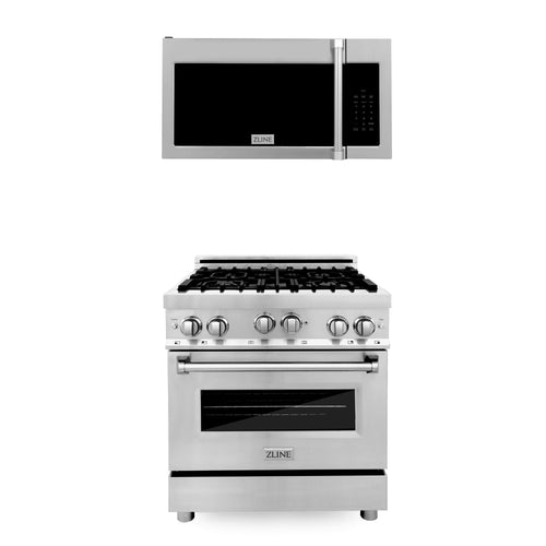 ZLINE 30" Kitchen Package Gas Range &amp; Over The Range Microwave