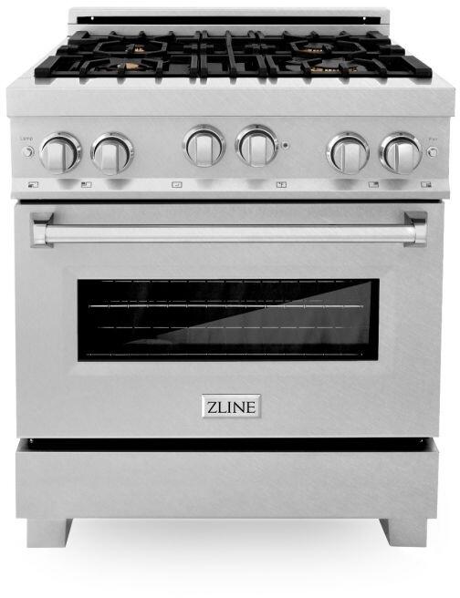 ZLINE 36" Gas on Gas Range in DuraSnow® Stainless Steel Brass Burners