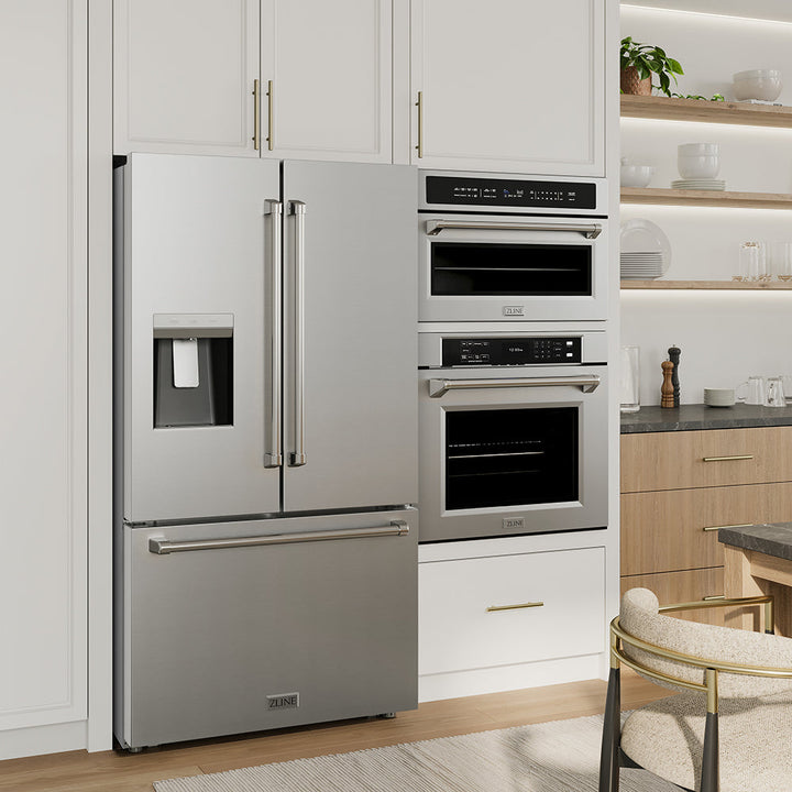 ZLINE 36 in. 28.9 cu. ft. Standard-Depth French Door External Water Dispenser Refrigerator with Dual Ice Maker in Fingerprint-Resistant Stainless Steel, Open Box-Good Condition